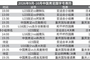 马德兴晒国字号9月-10月赛程：U23国足出战亚运会，国足踢邀请赛