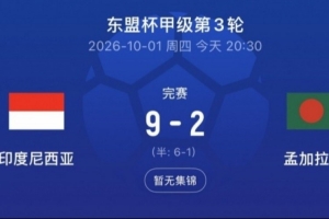 因进球数劣势出局！马来西亚足协要求FIFA解释印尼比赛补时时间